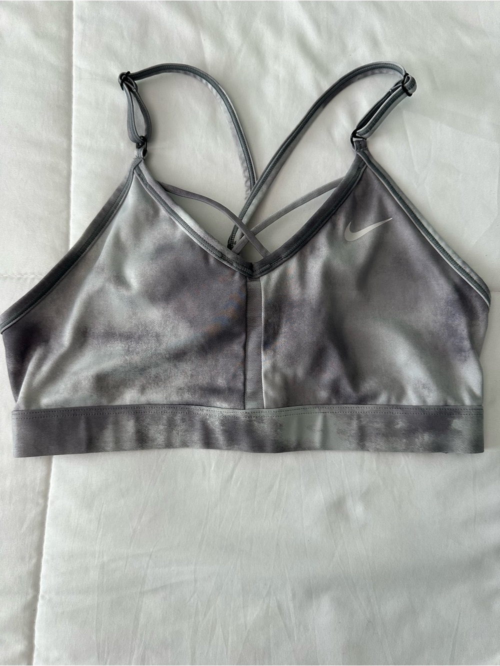 Nike Women's Gray Tie-Dye Strappy Sports Bralette - Picture 1 of 3